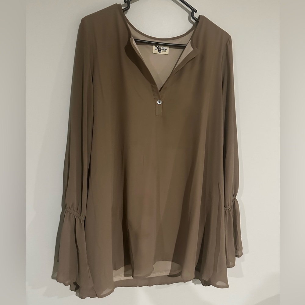 Show Me Your MuMu Taupe Tunic Blouse